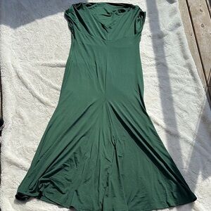 Forest Green Maxi Dress | Flowy V-Neck Cap Sleeve Cottagecore Dream 2XL